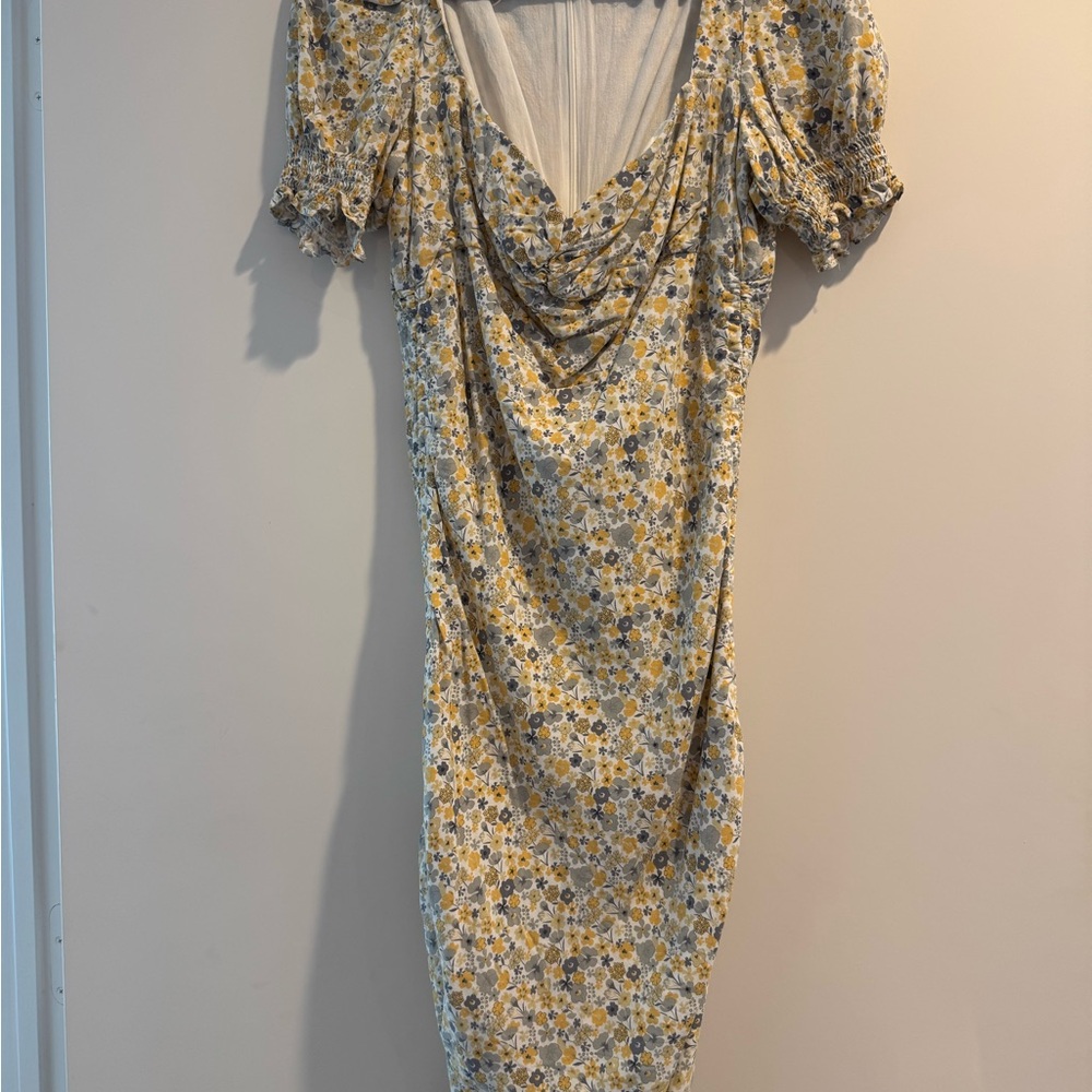 Bardot Yellow Floral Midi Dress